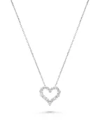 14K White Gold Round Shape Diamond Heart Necklace (.50ctw)