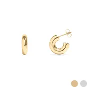 18K Gold PVD Stainless Steel Chunky Gold Huggie Earrings: Gold
