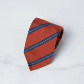 Autumn with Navy & Sky Blue Stripe Silk Tie by Harrison Limited