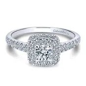 14k White & Rose Gold Round Double Halo Lisbon Engagement Ring