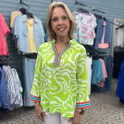 3/4 Sleeve Notch Neck Top