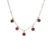 10K Gold 5 Round Stone Drop Necklace