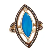 Black Opal &amp; Blackened Diamond Ring