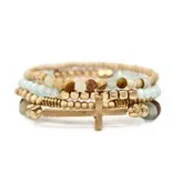 Amazonite Cross/Stone/Wood Bracelet Bundle