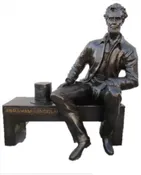 Abraham Lincoln Sitting on Bench Life Size Bronze Statue by Castano