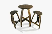 26” Round Table Set With Milking Stools