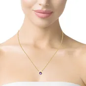 14K 1/2in Amethyst Bezel Pendant