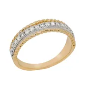 14K Two-Tone Gold Diamond Band With Rope Accent — Croft & Stern Jewelry Designs