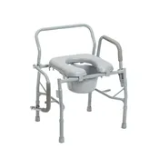 Drive Drop Arm Steel Commode with Padded Seat