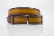 Carrucci Burnished Calfskin Belt - Cognac