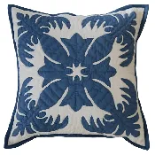 18" Hawaiian Quilt Pillow Slip - Coconut Pineapple Wedgewood Blue on Off white