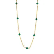 14K Gold Emerald Rondelle, Diamond Cut Chain Necklace
