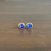 18k Gold & Oval Tanzanite Stud Earrings