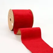 4" Reversible Velvet/Lurex Wired Ribbon | Red/Gold