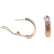 14K Rose Gold Rainbow Sapphire and Diamond Lever back Earrings