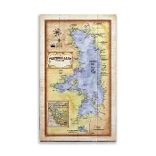 A New Map of Flathead Lake, Montana - Wood & Metal Wall Art