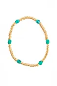 24k Gold Heishi Bracelet with Vintage Green Glass Beads