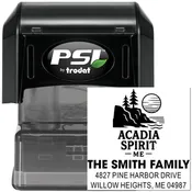 Acadia Coastal Charm Pine Cliff Sunset Personalized Address Pre-Inked Stamp