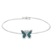 10 Karat White Gold Adjustable Butterfly Bangle Bracelet With Crushed