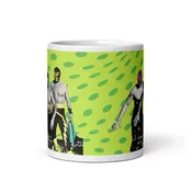3 Wrestlers - Luchador - Green Polka Dot - 11oz White Glossy Mug