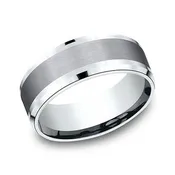 Ammara Stone The Duke 8mm Tantalum and 14K White Gold Wedding Band