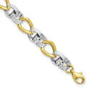 10K Two-tone Polished and D/C Link Bracelet - 7.5"