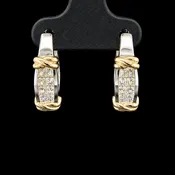1.00ct. T.W. Diamond Estate Hoop Earrings White & Yellow Gold - J44066