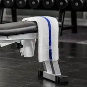 16×27 Economy Fitness Hand Towel – White with Blue Stripe – priced per dozen