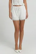 Afternoon Out Lace Linen Shorts