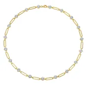 Alternating Round Lab Diamond and Paperclip Necklace