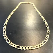 14k Gold Textured Figaro Italian Chain 21" Inch, 27.4 grams, 5.7mm