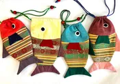"Animal House" Drawstring Fish Pouch from the White Thai