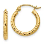 14k yellow gold 2mm diamond-cut hoops