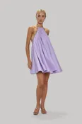 Embellished Pleated Halter Dress