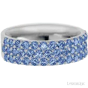 10K White Gold band with 43 Round Denim Sapphire having TCW-1.29