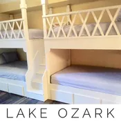 The Lake Ozark: Bespoke Full XL Over Queen & Full XL Over Full XL Quad Bunk Suite - All-Age Rated-Strength Bunk Beds with Residential Stairwell Access
