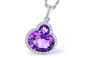 Amethyst and Diamond Necklace in 14k Yellow Gold