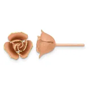 14K Rose Gold Satin Finish Diamond-cut Rose Post Earrings