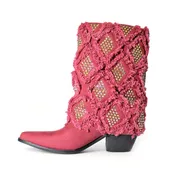 Gram Glam Cabernet Red Boots with Crystal Diamonds
