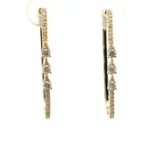 14K Yellow Gold 0.38ctw Diamond Rectangular Hoop Earring