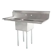 Chef AAA - 43759, One Tub Pot Sink 3.5 Inch Center Drain 2 Drain Boards