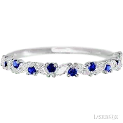 10K White Gold band with alternating 9 Round Sapphire and 8 Marquise Lab Grown Diamond having TCW-.38