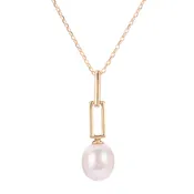 14K Cultured Pearl Paperclip Pendant