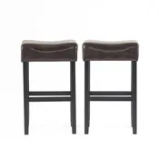 Adler 30-Inch Brown Leather Backless Bar Stool (Set of 2)