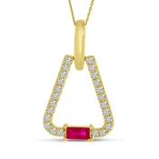 Open Triangle 14K Yellow Gold Ruby & Diamond Pendant — Creative Jewelers