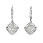 Diamond Cushion Shaped Drop Earrings