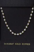 14K Gold Dipped Mini Pearl Station Necklace