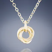 14K Yellow Gold Fill Dainty Round Love Knot Pendant Necklace  in 18" or 20" Lengths