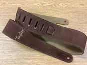 2.5” Taylor Embroidered Guitar Strap Chocolate Suede