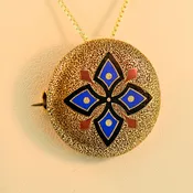 Antique French Enameled Maltese Cross Pin Pendant Combo